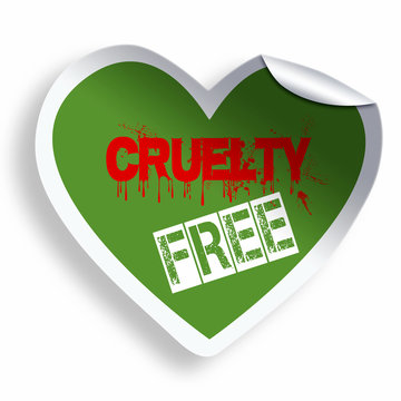 Heart green cruelty free sticker icon isolated on white