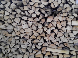 Pile of wood ready for winter heating