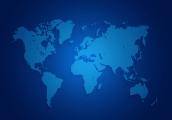 Weltkarte auf dunkelblauem Hintergrund. © mirexon