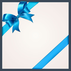Blue gift bows with ribbons. Vector.