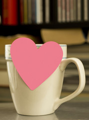 Blank Valentine Postit Note On Coffee Cup