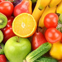 bright background of fruits and vegetables