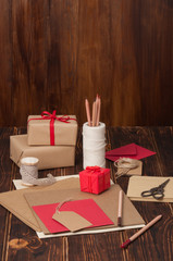 Stationery And Craft Item Set. Blank Card, Envelope. Gift Box. W