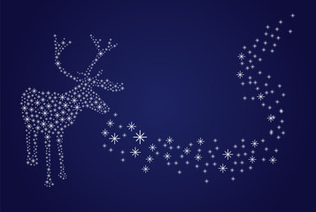 Obraz na płótnie Canvas reindeer made of stars on blue gradient background