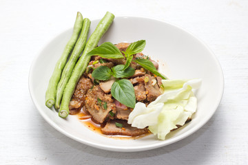 Grilled beef with spicy salad Thai food.