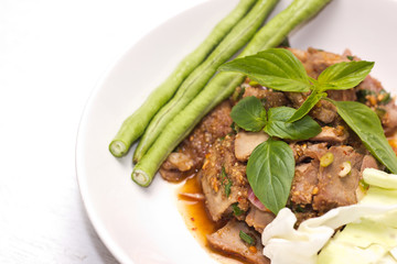 Grilled beef with spicy salad Thai food.