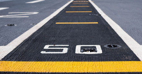Runway at takeoff on battleship and Runway Aircraft Carrier