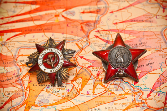 Map of battles in World War II. Order of the Red Star