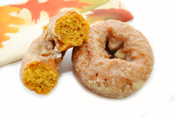 Autumn Pumpkin Spice Donuts with a Festive Napkin