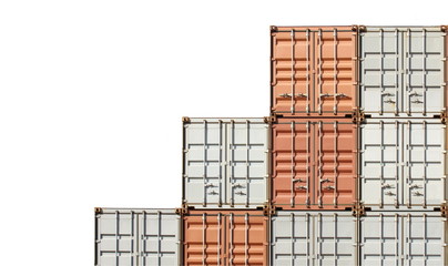 Stack of container shipping isolated on a white background