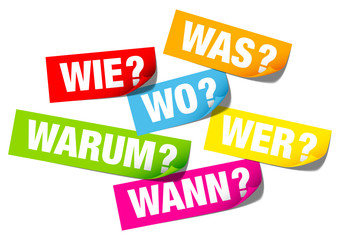 Bunte Haftnotizen Fragewörter