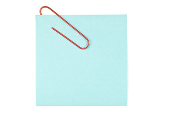 Blank Blue Note With Red Paperclip