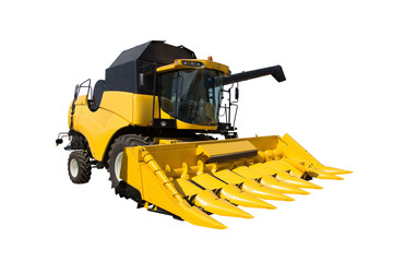 Yellow agricultural harvester