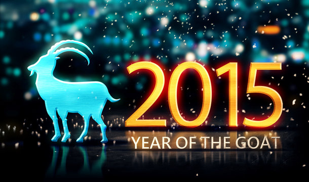 Year of The Goat 2015 Blue Night Beautiful Bokeh 3D