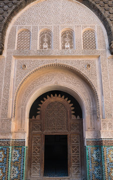 The marble craft of building at Medersa Ben Youssef in Marakesh