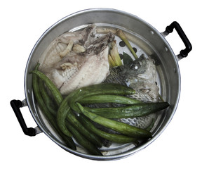 steamed fish with white background