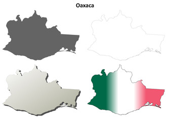 Oaxaca blank outline map set