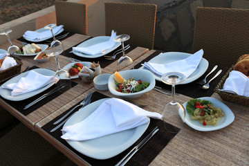 Turkish assorted Turkish meze on table