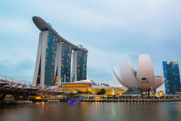 Skyline of Singapore at a beautiful sunset