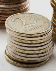 Russian ruble coins closeup