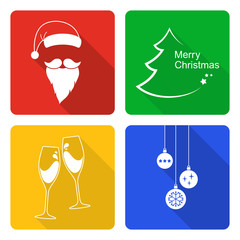 Set of icons for Christmas and New Year design in flat style