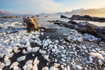 Fototapeta na wymiar Arctic landscape with the glacier ice