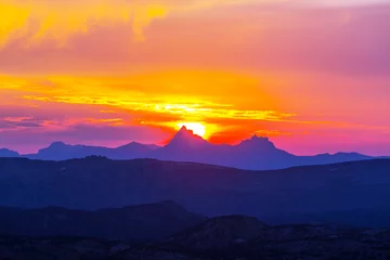Crédence de cuisine en verre imprimé Chaîne Teton Mountains on sunset