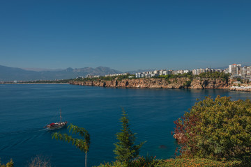 Naklejka na ściany i meble View of Antalya, Mediterranean sea and seaside, Turkey
