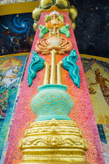 Lotus art on pillars decorated with glazed tile