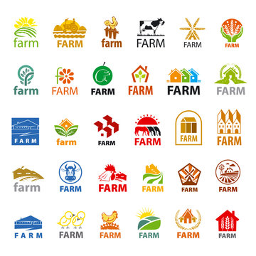large set of vector logos farm