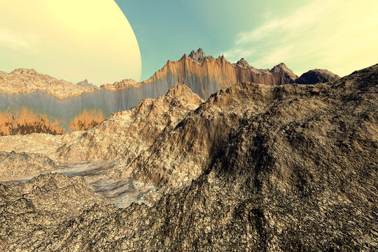3d rendered fantasy alien planet. Rock
