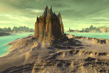 Obrazy na Plexi  3d świadczonych fantasy obca planeta. Skała