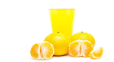 Tangerine and glass of juice