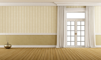 Classic empty room with closed window