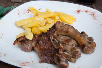 Grilled meat with french fries