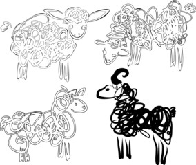 Obraz premium Silhouette of sheeps