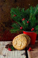 Christmas cookies with sesame seeds