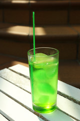 Refreshing cocktail on table, outdoors