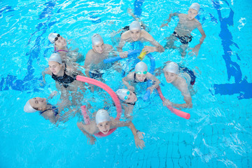 children group  at swimming pool