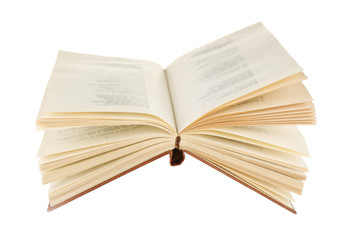 Opened book isolated on white