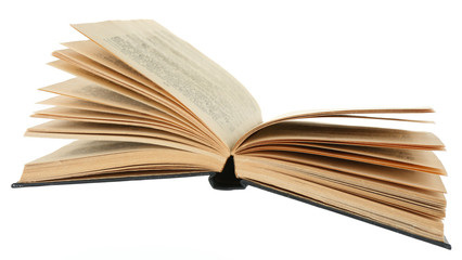 Opened book isolated on white