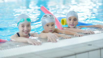children group  at swimming pool