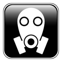 Gas mask symbol button on white background