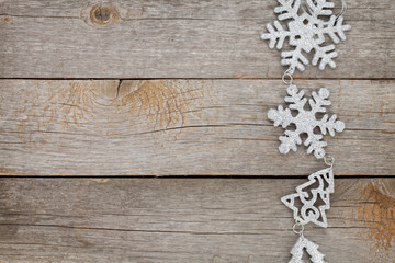 Christmas decor on wooden background