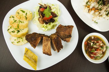 fritada fried pork traditional food from Ecuador