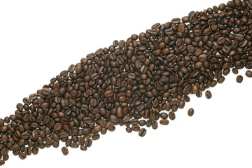 Caffe edition, coffee beans on white background