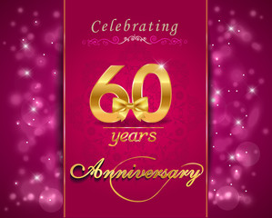 60 year anniversary celebration sparkling card, 60th anniversary