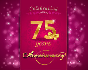 Fototapeta na wymiar 75 year anniversary celebration sparkling card