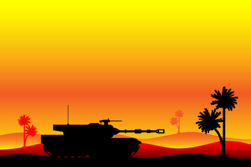 Fototapeta na wymiar Modern heavy tank in desert
