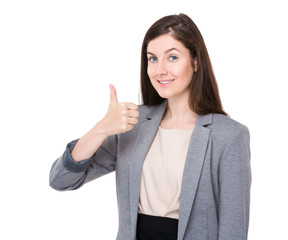 Businesswoman with thumb up